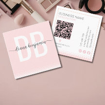 Moderne roze en witte monogram QR-code