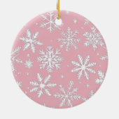 Moderne Roze en Witte Sneeuwvlokken Foto Keramisch Ornament (Achterkant)
