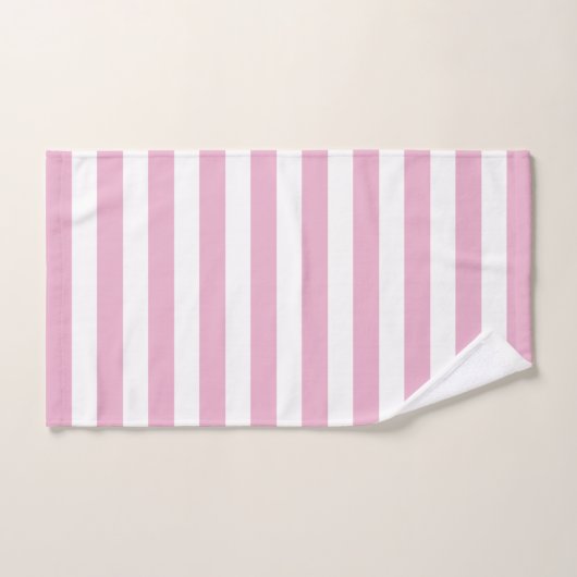 Moderne roze en witte streep bad handdoek (Handdoek)