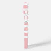 Moderne Roze en Witte Streep met Monogram Case-Mate iPhone Case (Achterkant / Links)
