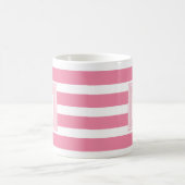 Moderne Roze en Witte Streep met Monogram Koffiemok (Center)