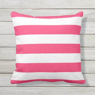 Moderne roze en witte strepen buitenkussen