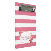 Moderne roze en witte strepen mini klembord (Schuin)
