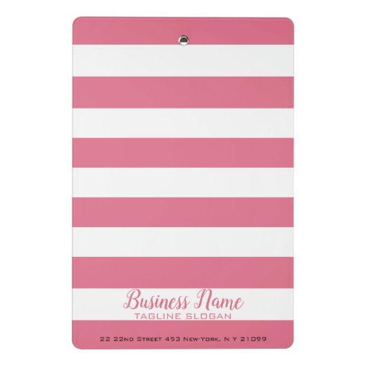 Moderne roze en witte strepen mini klembord (Achterkant)