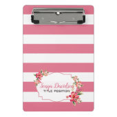 Moderne roze en witte strepen mini klembord (Voorkant)