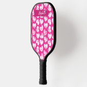 Moderne Roze en Witte Tekening Hart Valentijn Naam Pickleball Paddle (Links)