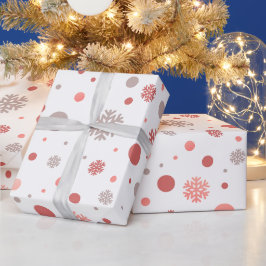 Moderne roze en witte vrolijk kerstfeest cadeaupapier
