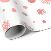 Moderne roze en witte vrolijk kerstfeest  cadeaupapier (Rol Hoek)