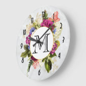 Moderne roze en witte Waterverf Floral Bouquet Grote Klok (Hoek)