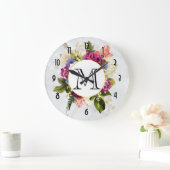 Moderne roze en witte Waterverf Floral Bouquet Grote Klok (Huis)