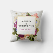 Moderne roze en witte Waterverf Floral Bouquet Kussen (Achterkant)