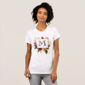 Moderne roze en witte Waterverf Floral Bouquet T-shirt (Voorkant volledig)