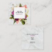 Moderne roze en witte Waterverf Floral Bouquet Vierkante Visitekaartje (Voorkant / Achterkant)