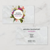 Moderne roze en witte Waterverf Floral Bouquet Visitekaartje (Voorkant / Achterkant)