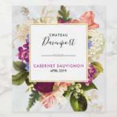 Moderne roze en witte Waterverf Floral Bouquet Wijn Etiket (Enkel label)