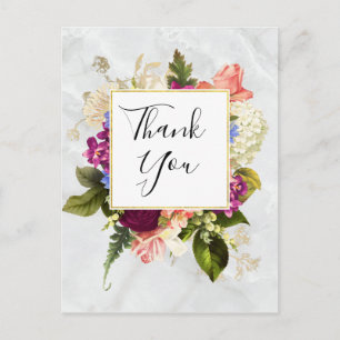 Moderne roze en witte Waterverf Floral Hartelijk d Briefkaart