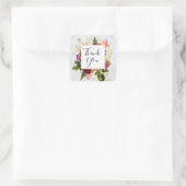 Moderne roze en witte Waterverf Floral Hartelijk d Vierkante Sticker (Tas)