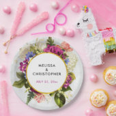 Moderne roze en witte Waterverf - Floral Wedding Papieren Bordje (Feest)