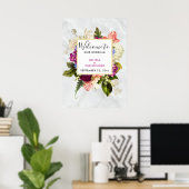 Moderne roze en witte Waterverf - Floral Wedding Poster (Thuiskantoor)