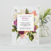 Moderne roze en witte Waterverf Kaart (Staand voorkant)