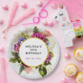 Moderne roze en witte Waterverf Papieren Bordje (Feest)