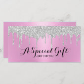 Moderne roze en zilveren schijven Salon Cadeaubonn (Voorkant / Achterkant)