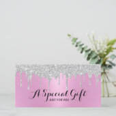 Moderne roze en zilveren schijven Salon Cadeaubonn (Staand voorkant)