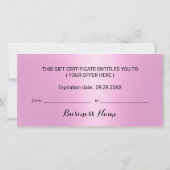 Moderne roze en zilveren schijven Salon Cadeaubonn (Achterkant)