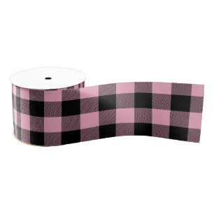 Moderne roze en zwarte buffelplaat grosgrain lint