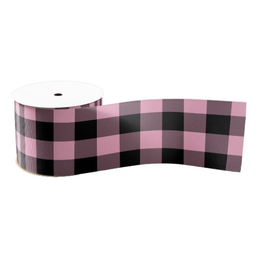 Moderne roze en zwarte buffelplaat grosgrain lint (Spoel)