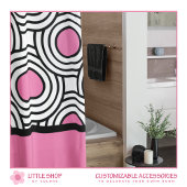 Moderne Roze en Zwarte Cirkel Patroon Dorm Room Douchegordijn