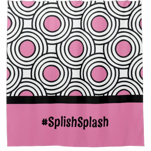 Moderne Roze en Zwarte Cirkel Patroon Dorm Room Douchegordijn (Voorkant)