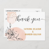 Moderne roze en zwarte felle gouden Stippen bruilo Briefkaart (Voorkant / Achterkant)