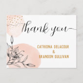 Moderne roze en zwarte felle gouden Stippen bruilo Briefkaart (Voorkant)