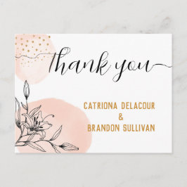 Moderne roze en zwarte felle gouden Stippen bruilo Briefkaart