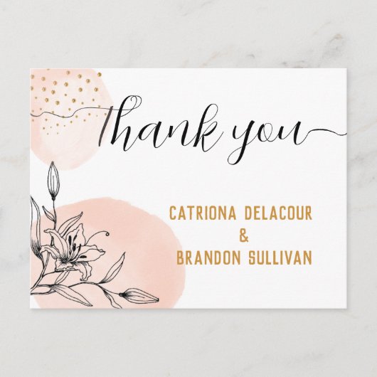 Moderne roze en zwarte felle gouden Stippen bruilo Briefkaart (Voorkant)