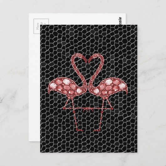 Moderne roze en zwarte Flamingo Abstract Briefkaart (Voorkant / Achterkant)