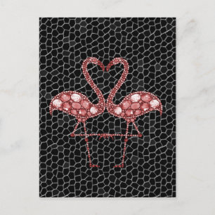 Moderne roze en zwarte Flamingo Abstract Briefkaart