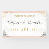 Moderne roze en zwarte gouden Stippen Banner (Horizontaal)