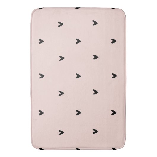Moderne roze en zwarte hartspatroon badmat (Voorkant Verticaal)
