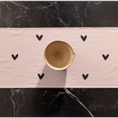 Moderne roze en zwarte hartspatroon korte tafelloper