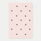 Moderne roze en zwarte hartspatroon post-it® notes (Voorkant)