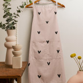 Moderne roze en zwarte hartspatroon schort