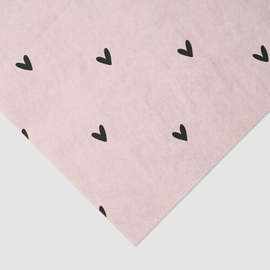Moderne roze en zwarte hartspatroon tissuepapier (Detail)