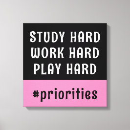 Moderne roze en zwarte Hashtag-slaapkamer Canvas Afdruk