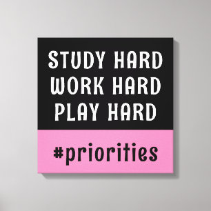 Moderne roze en zwarte Hashtag-slaapkamer Canvas Afdruk