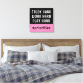 Moderne roze en zwarte Hashtag-slaapkamer Canvas Afdruk (Insitu (Slaapkamer))