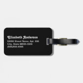 Moderne roze en zwarte ingecheckte harten met naam bagagelabel (Achterkant horizontaal)