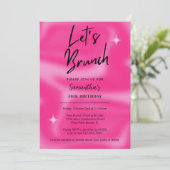 Moderne Roze en Zwarte Laat Ons Brunchen Iedere Ev Kaart (Staand voorkant)