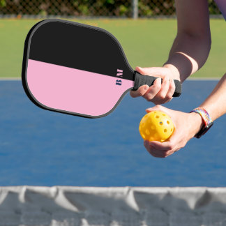 Moderne Roze En Zwarte Monogram Aanpassing Pickleball Paddle
